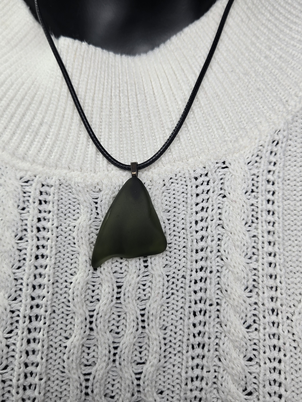 Olive Green Nova-Scotia Sea Glass Pendant Necklace
